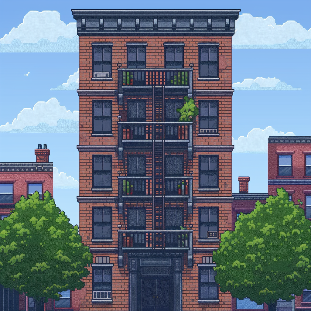 Pixelart Boston Style Apartment Building