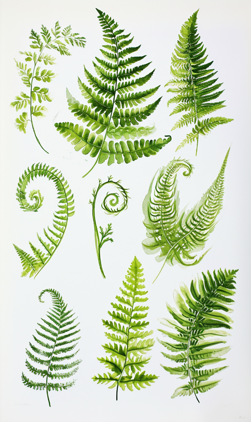 Fern Leaves Uncurling Drawing