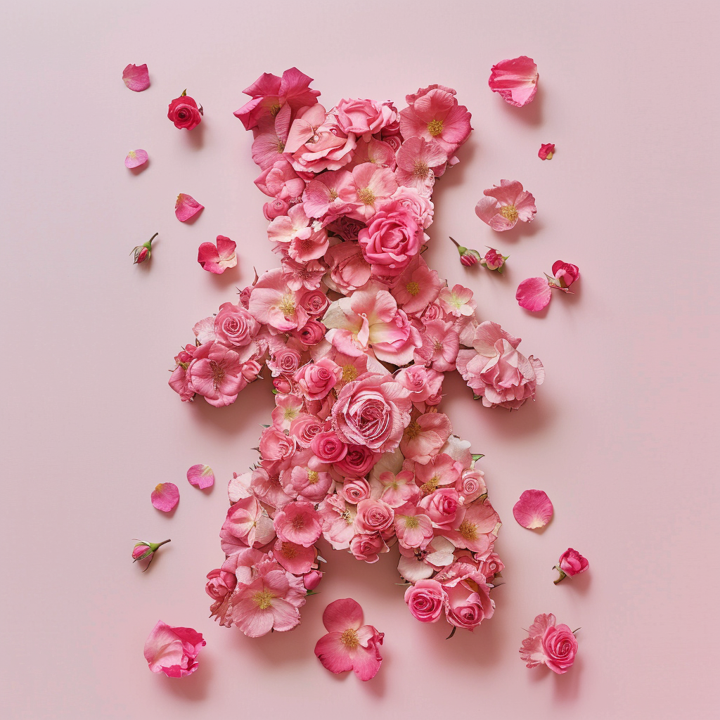 Teddy Bear made of pink roses