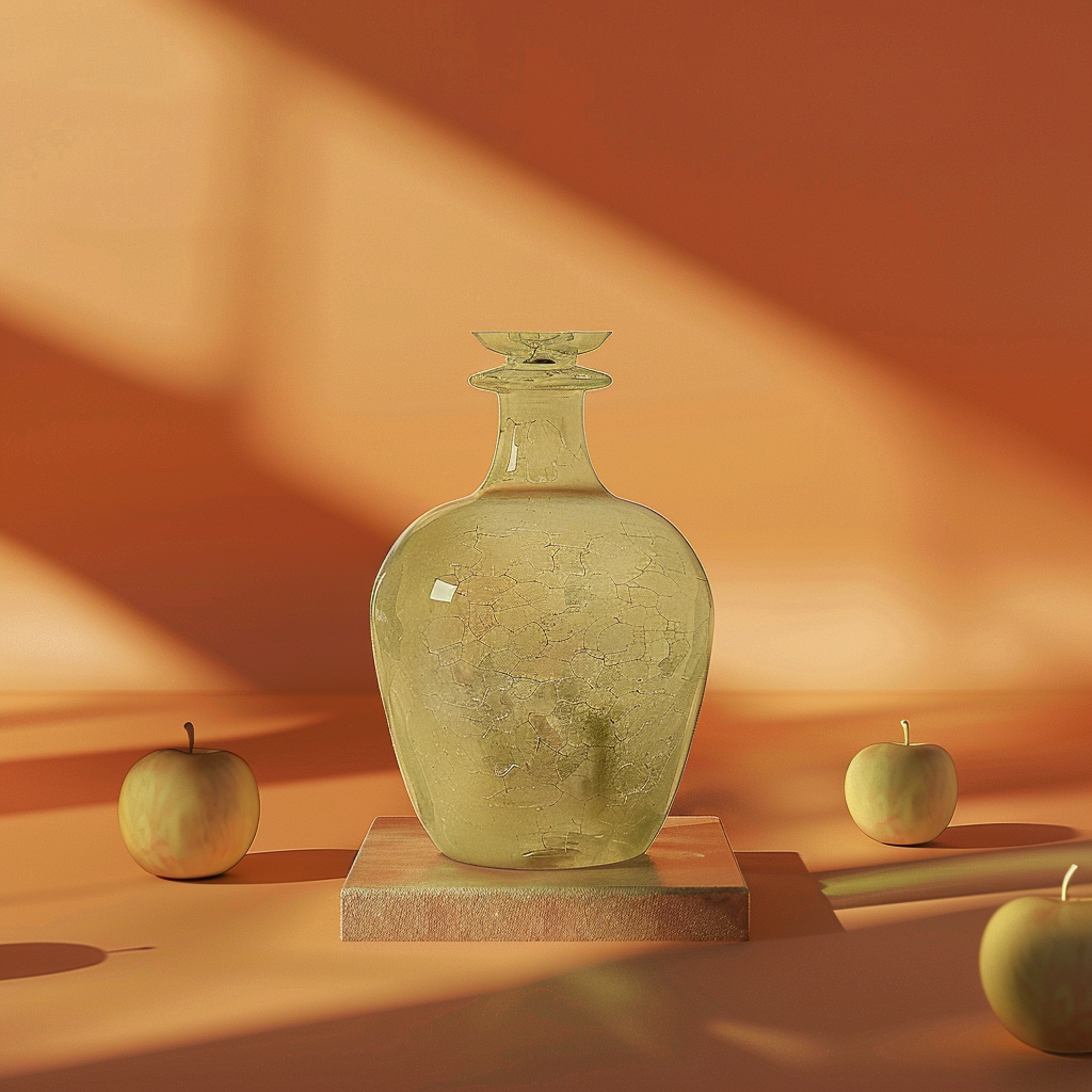 Glass bottle on orange background