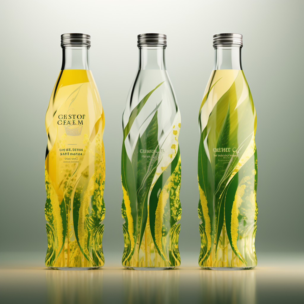 Stylish Bottle Packaging Design with Corn Water