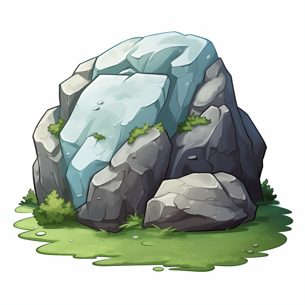 Colorful boulder pixel art illustration