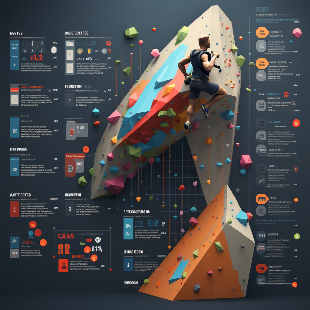 Bouldering gym infographic illustrating climbing techniques