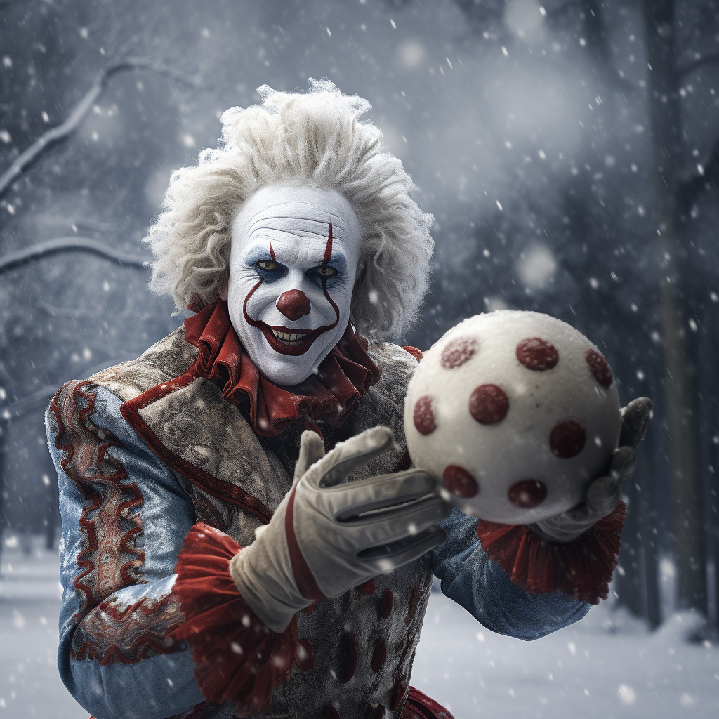 Clown inside bloody snowball