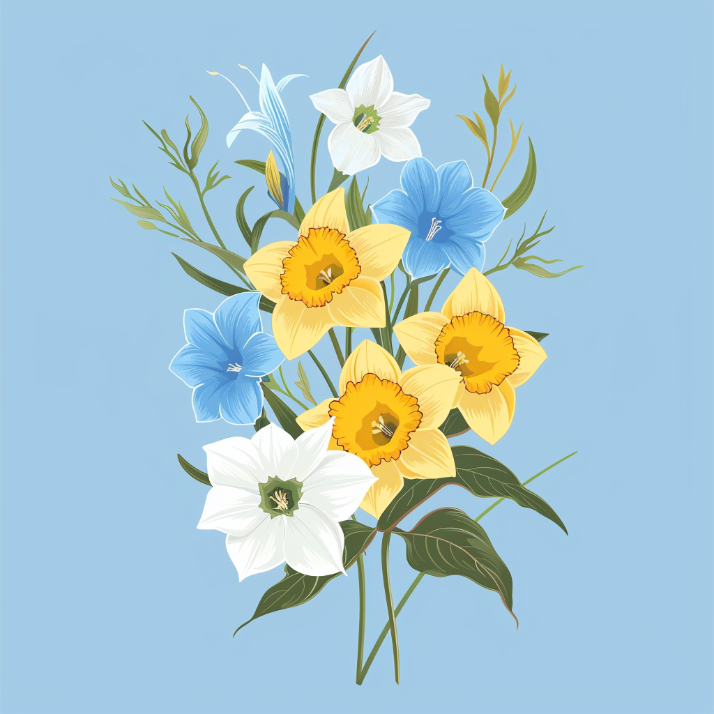 Minimalistic Daffodils Morning Glory Bouquet