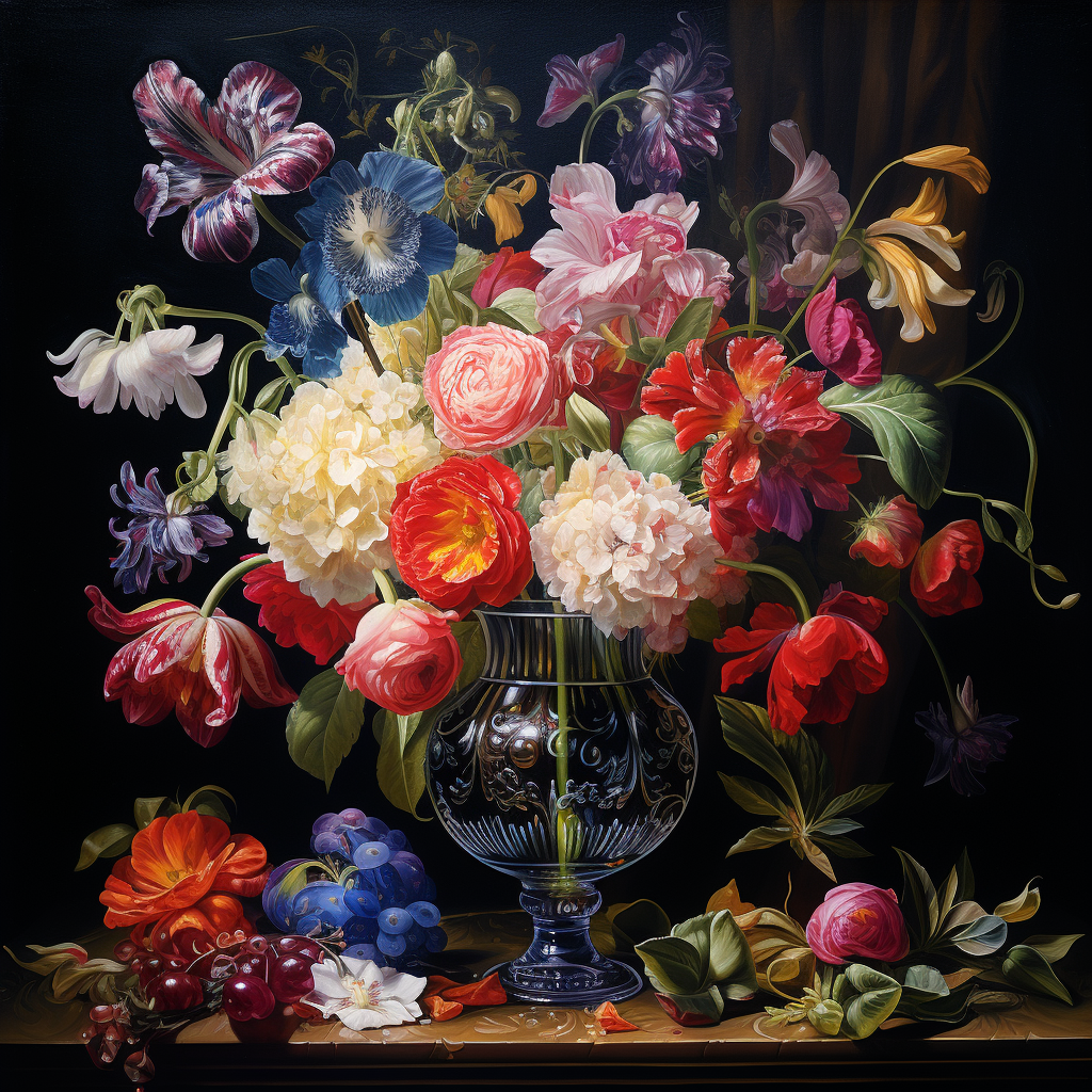 Vibrant floral arrangement in glass vase