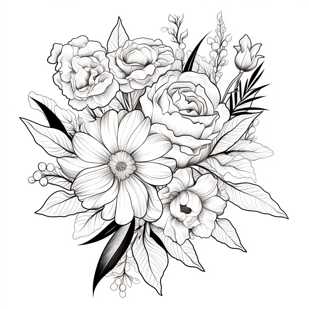 Bergfrue flower bouquet tattoo sketch