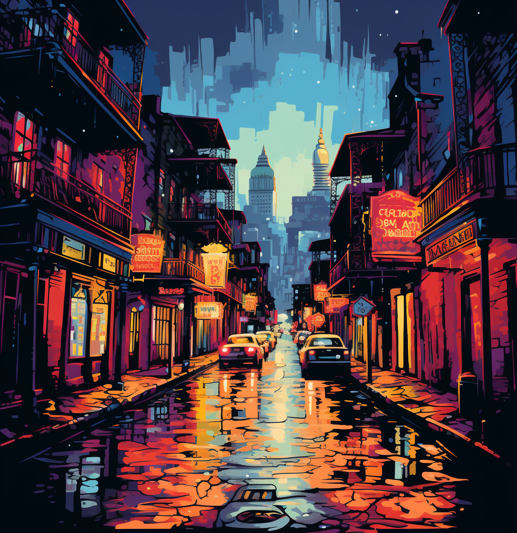 Colorful New Orleans Bourbon Street Print