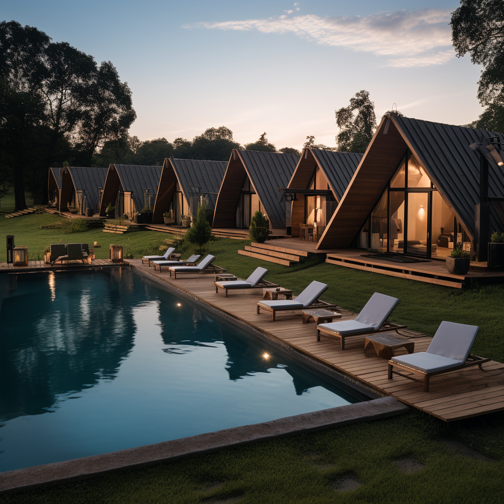 Boutique hotel with individual cabins and pool