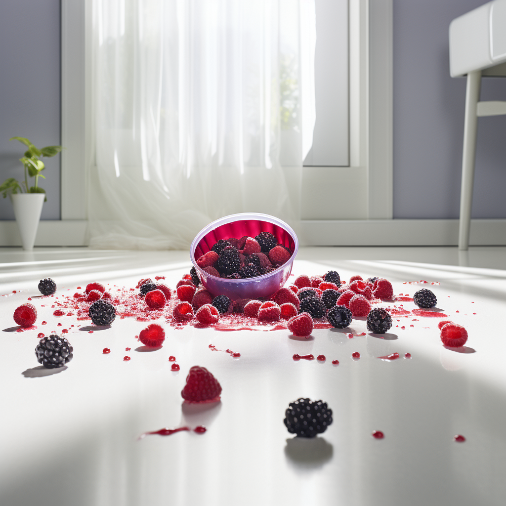 Bowl of Berries on White Carpet