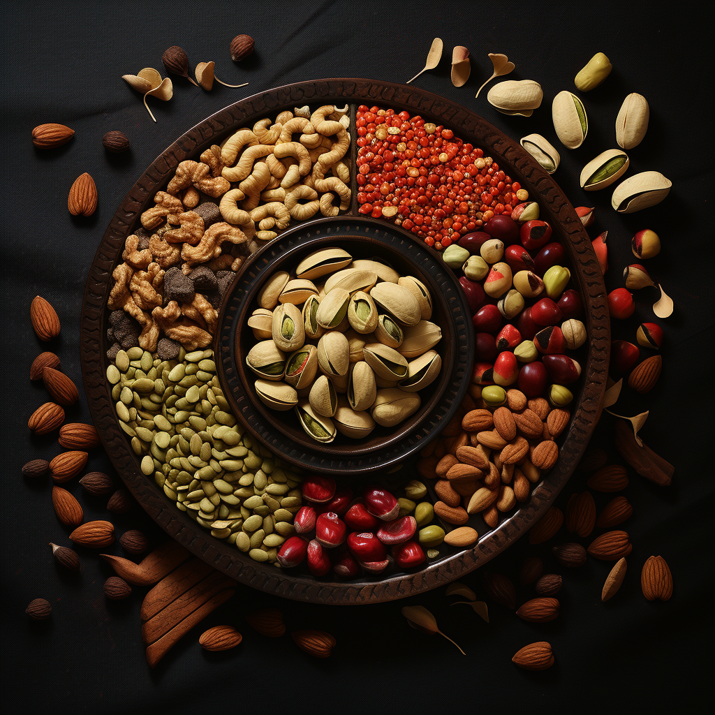 Healthy bowl of assorted nuts and seeds