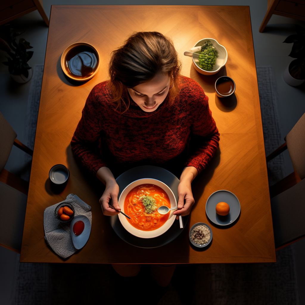 Woman with Bowl of Soup