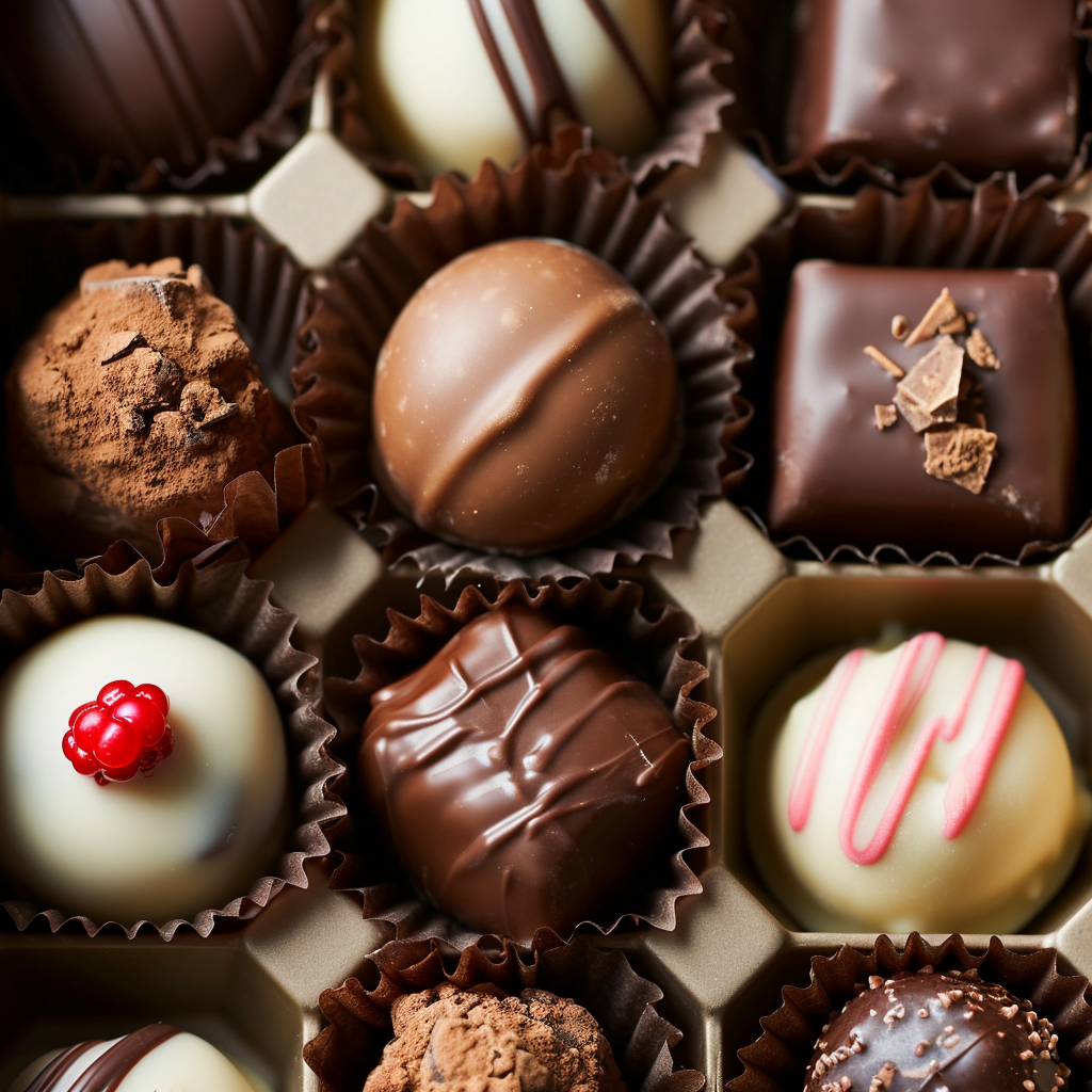 Assorted chocolates in a box