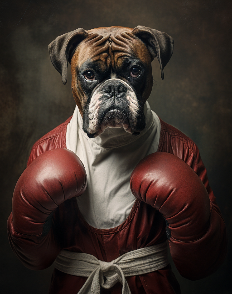 Boxer dog in dada style