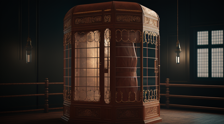 Cinematic boxing cage with bags and windows