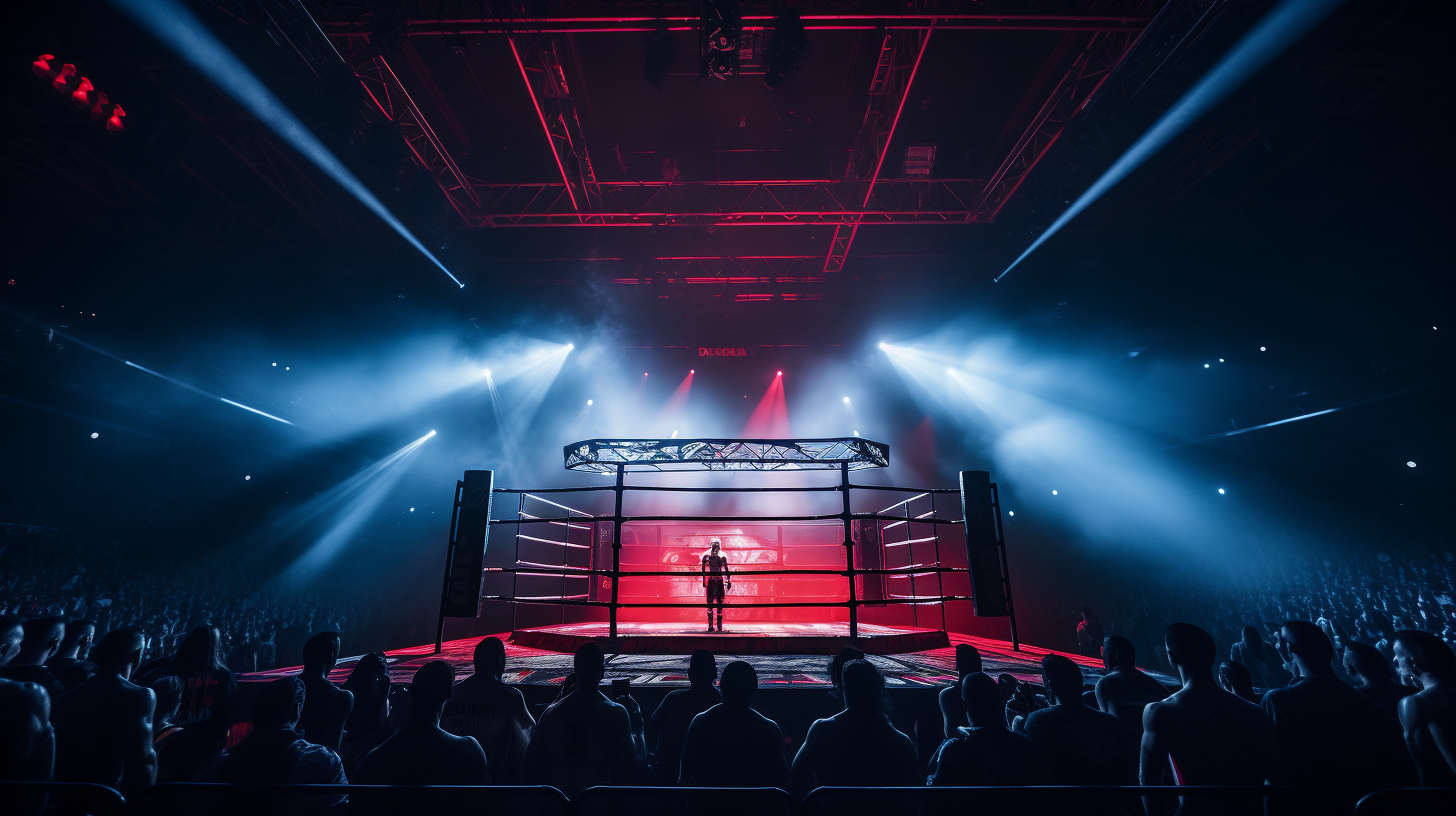 Wide view boxing ring with YouTube logo