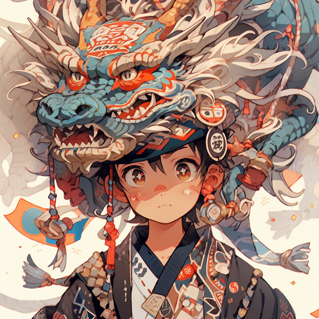 Boy in Dragon Style Hat