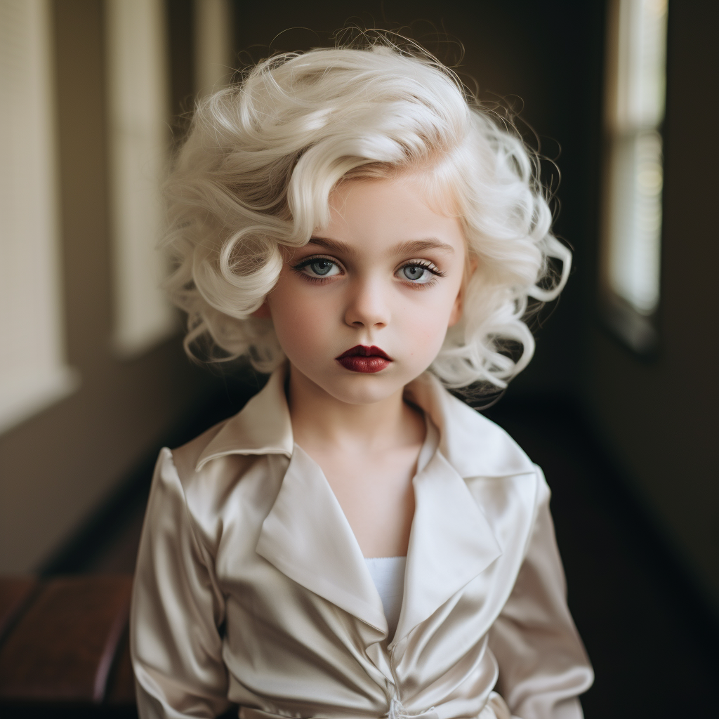 Young boy in Marilyn Monroe Halloween costume