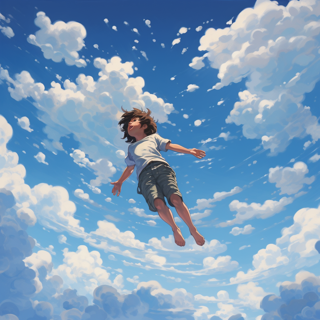 Boy Falling through the Sky