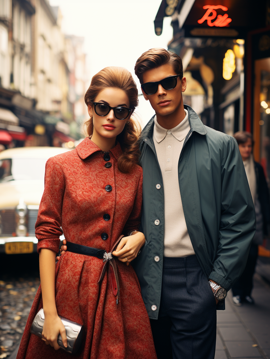 Boy and girl in 60's youth culture fashion