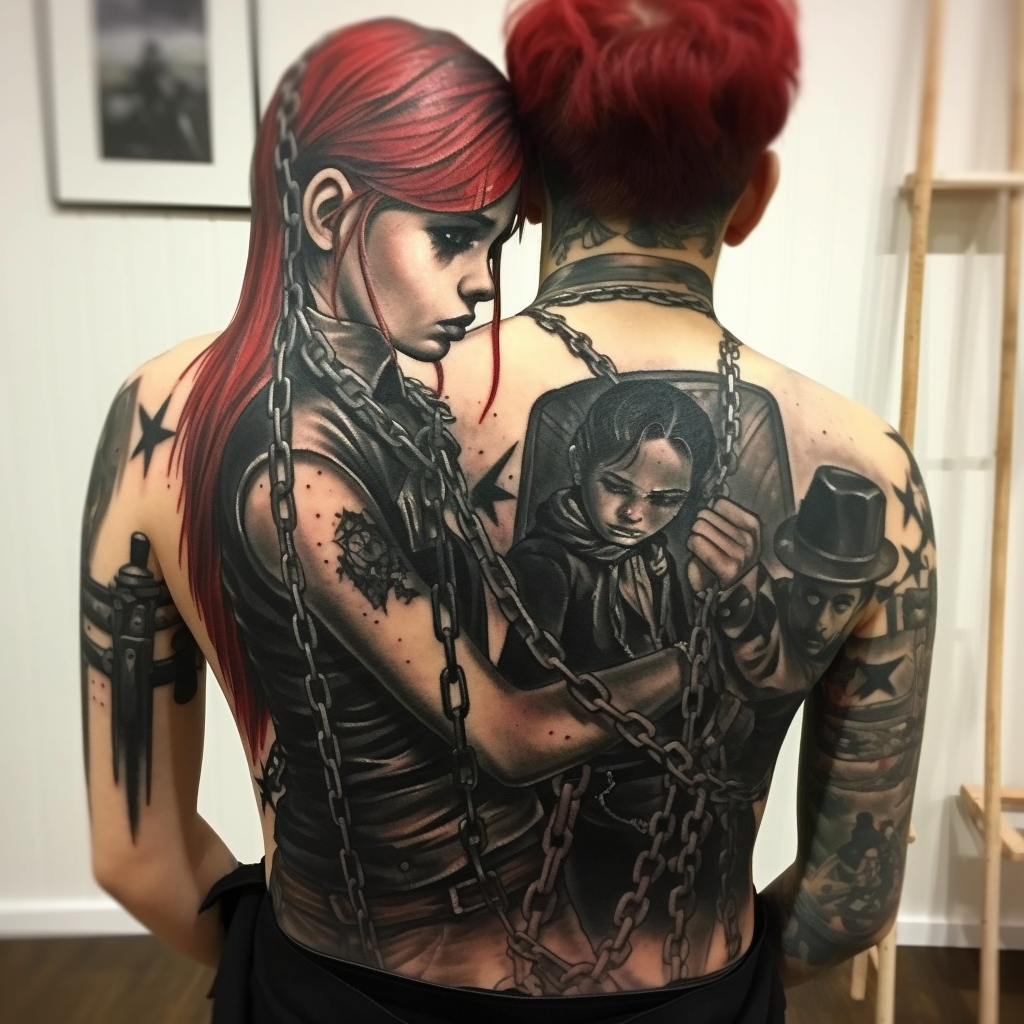 Boy and Girl Tattoo in Insane Straitjacket