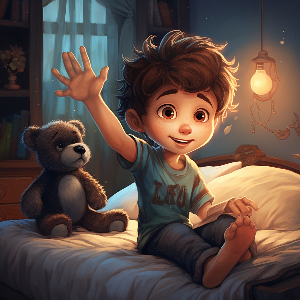 Illustration of Boy with Teddy Bear