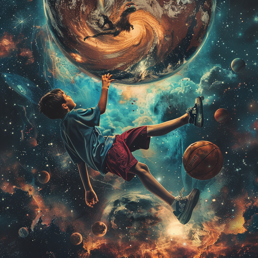 Boy Basketball Space Kick