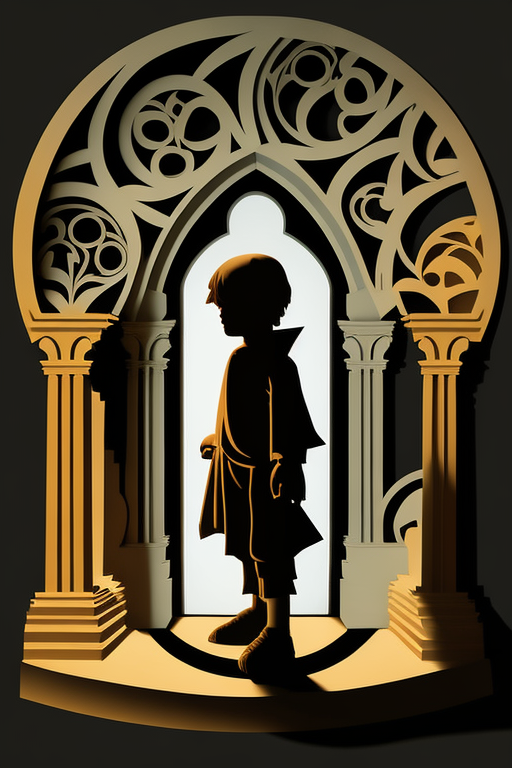 Artwork of a Boy in a Monastery