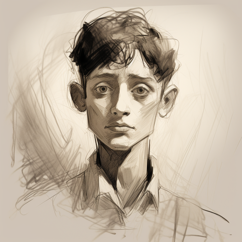 Pencil sketch of a boy in Picasso style