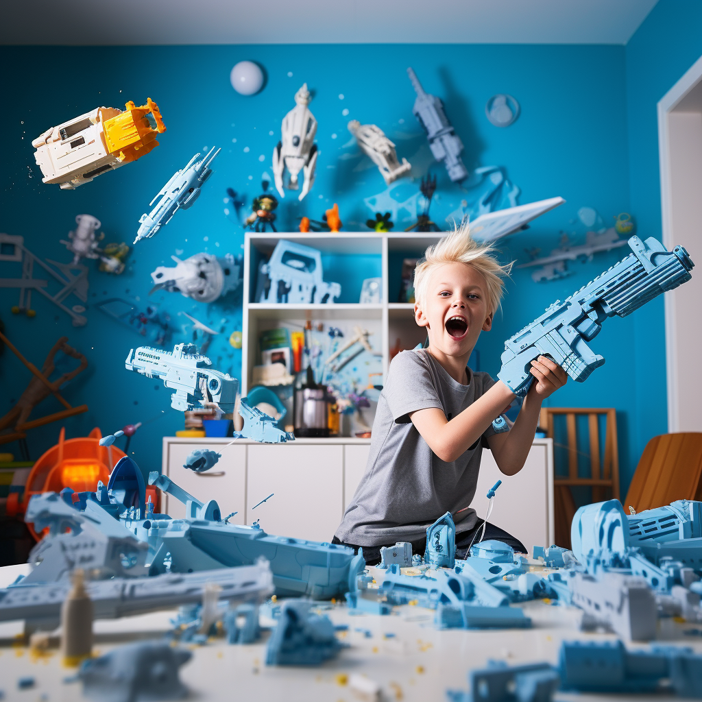 8-year-old boy playing with 3D printer