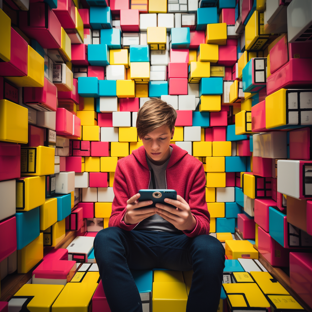 13-year-old boy playing Tetris