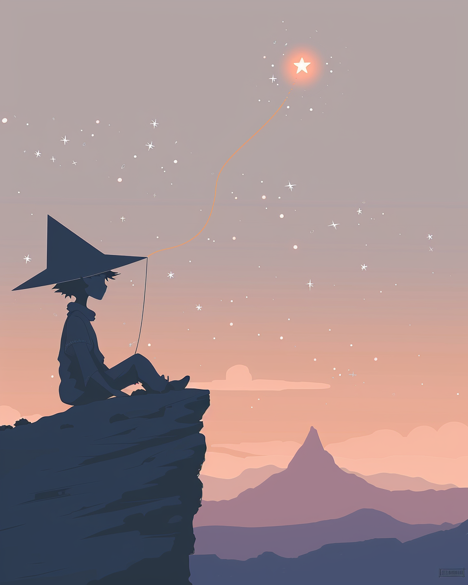 Boy with glowing star illustration