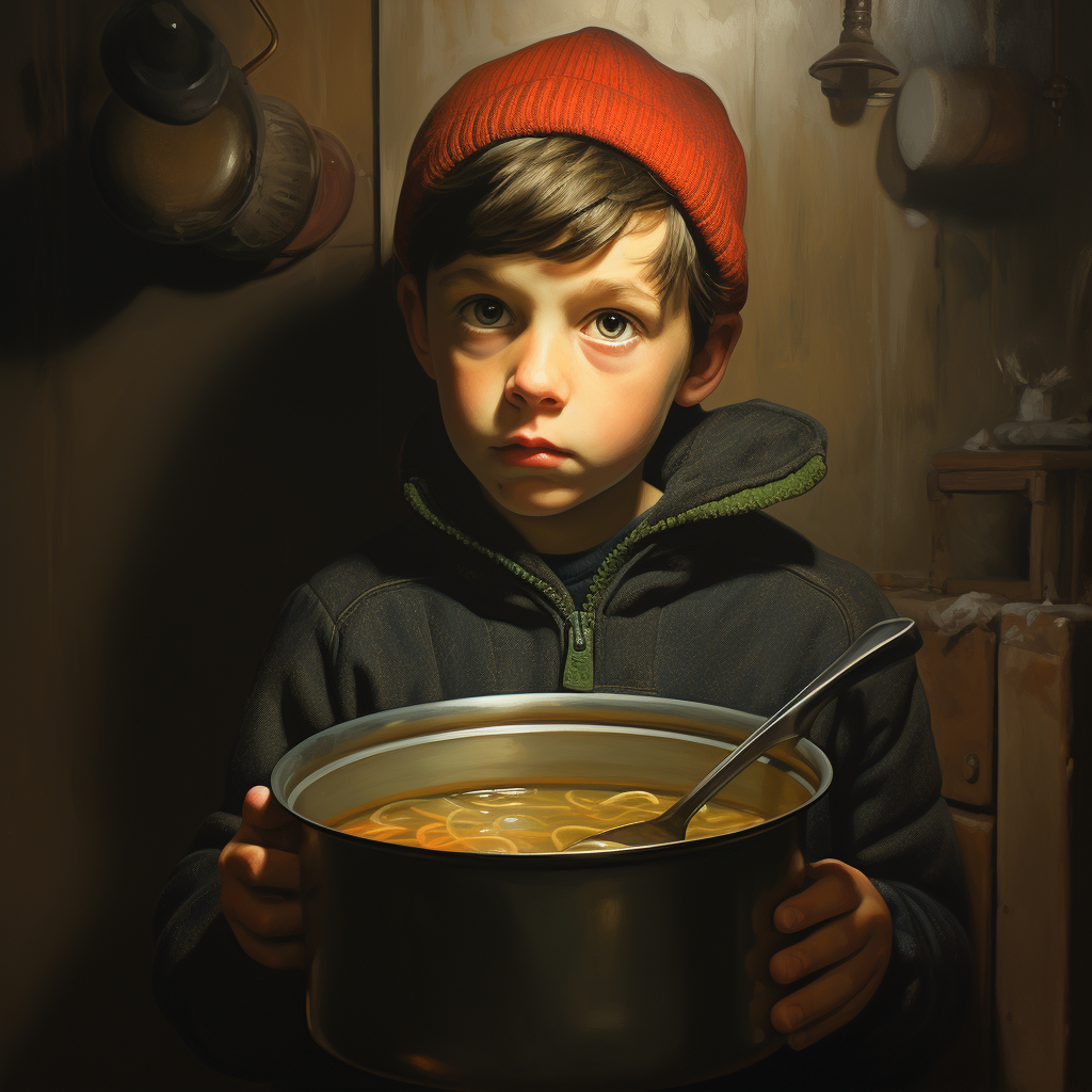 Boy enjoying a bowl of soup