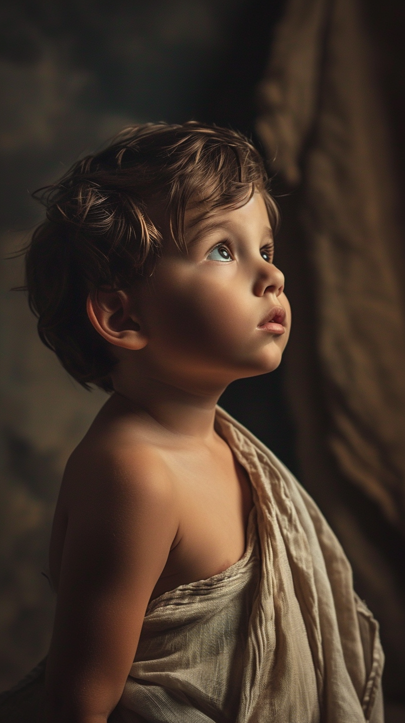 Portrait of Boy Toddler in Biblical Scene