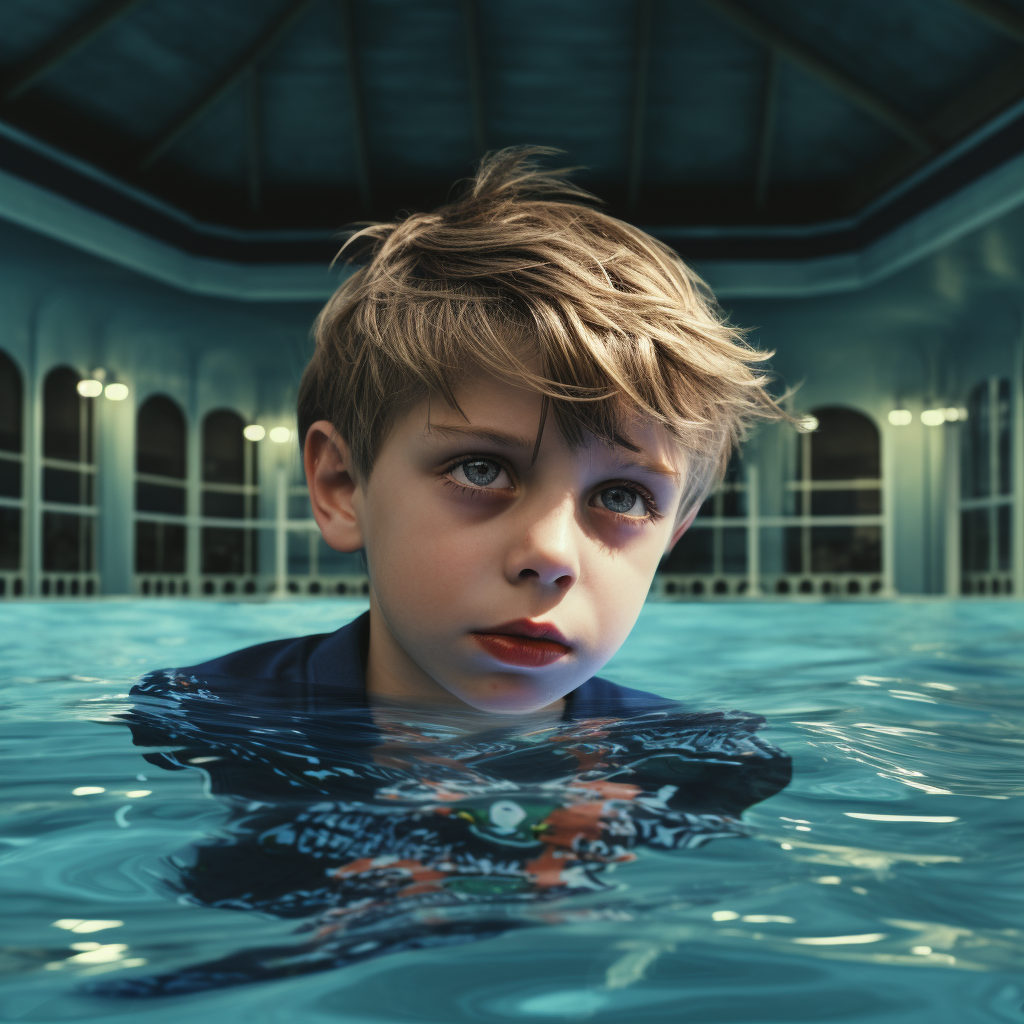 Happy boy enjoying swimming pool