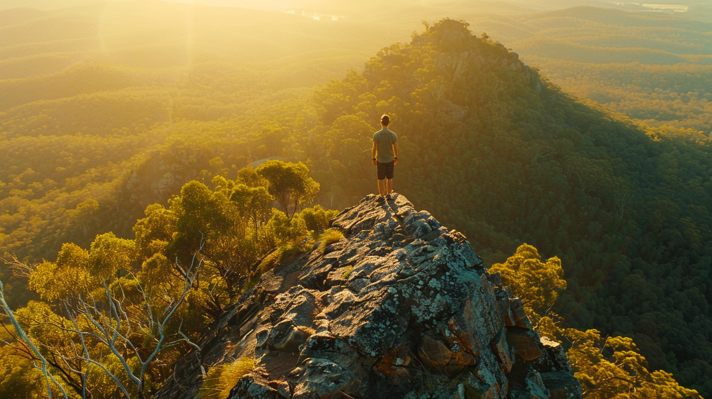 Boy standing on mountain in Australia