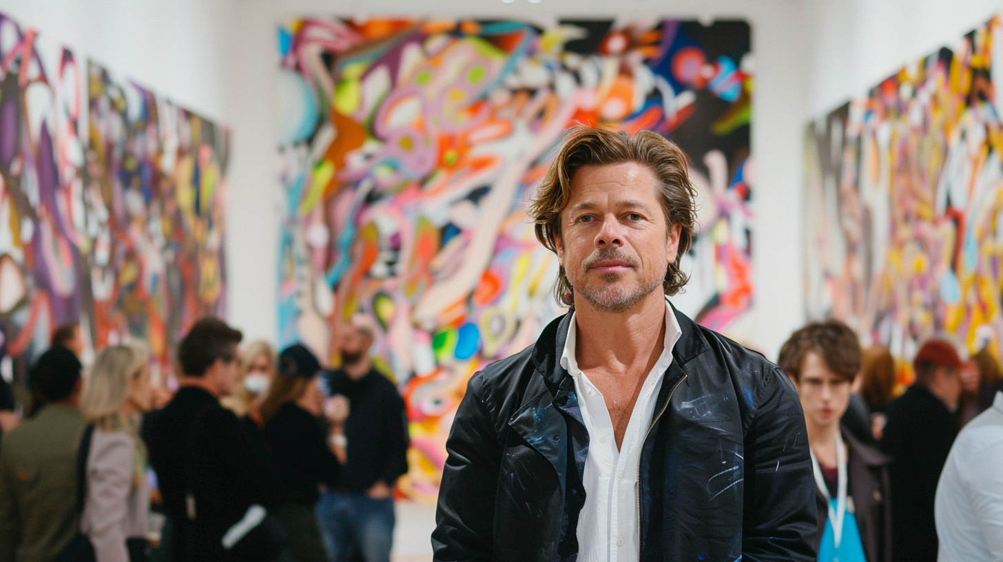 Brad Pitt Crowd Painting Display