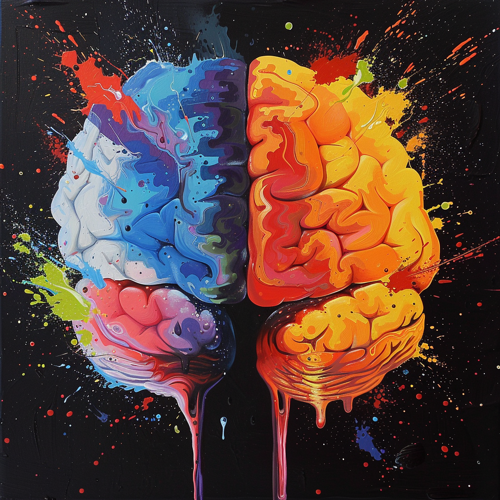 Separated colorful brain illustration