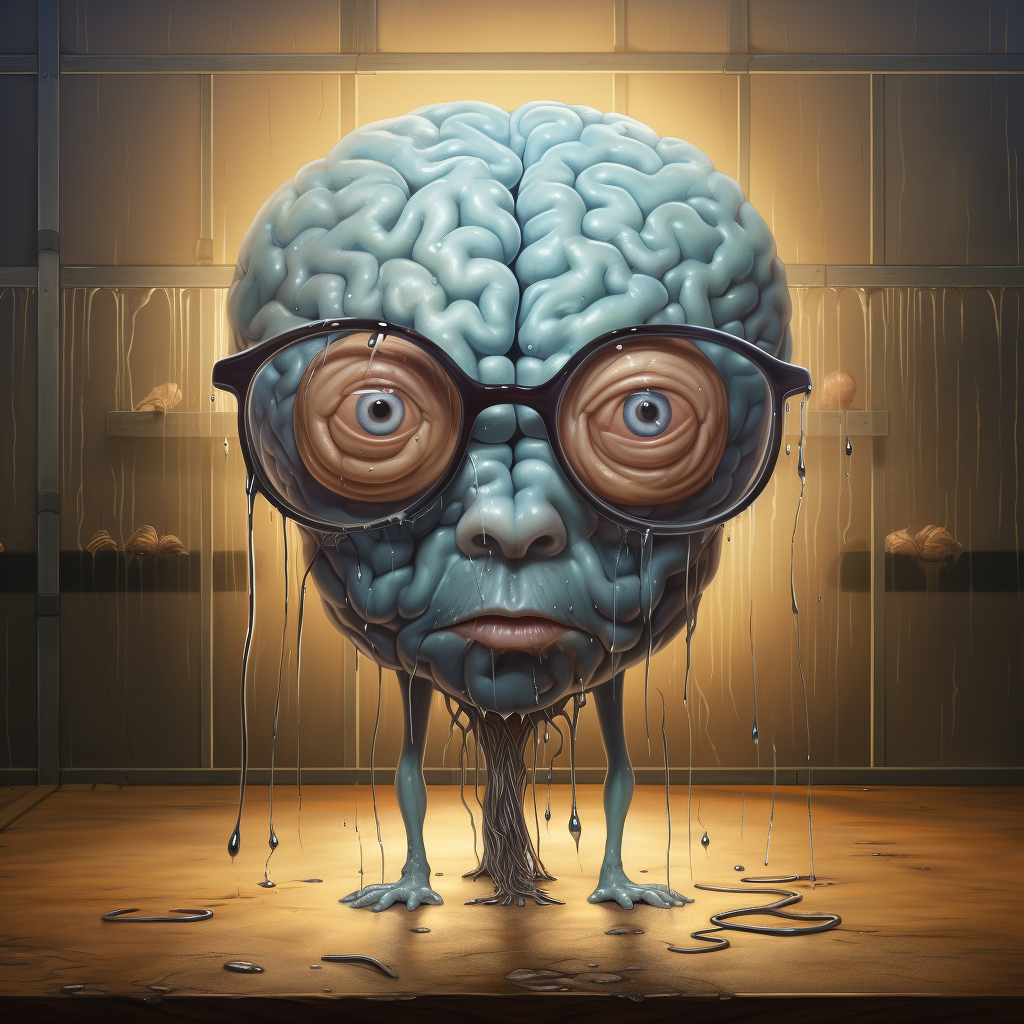 Brain in vat wearing glasses