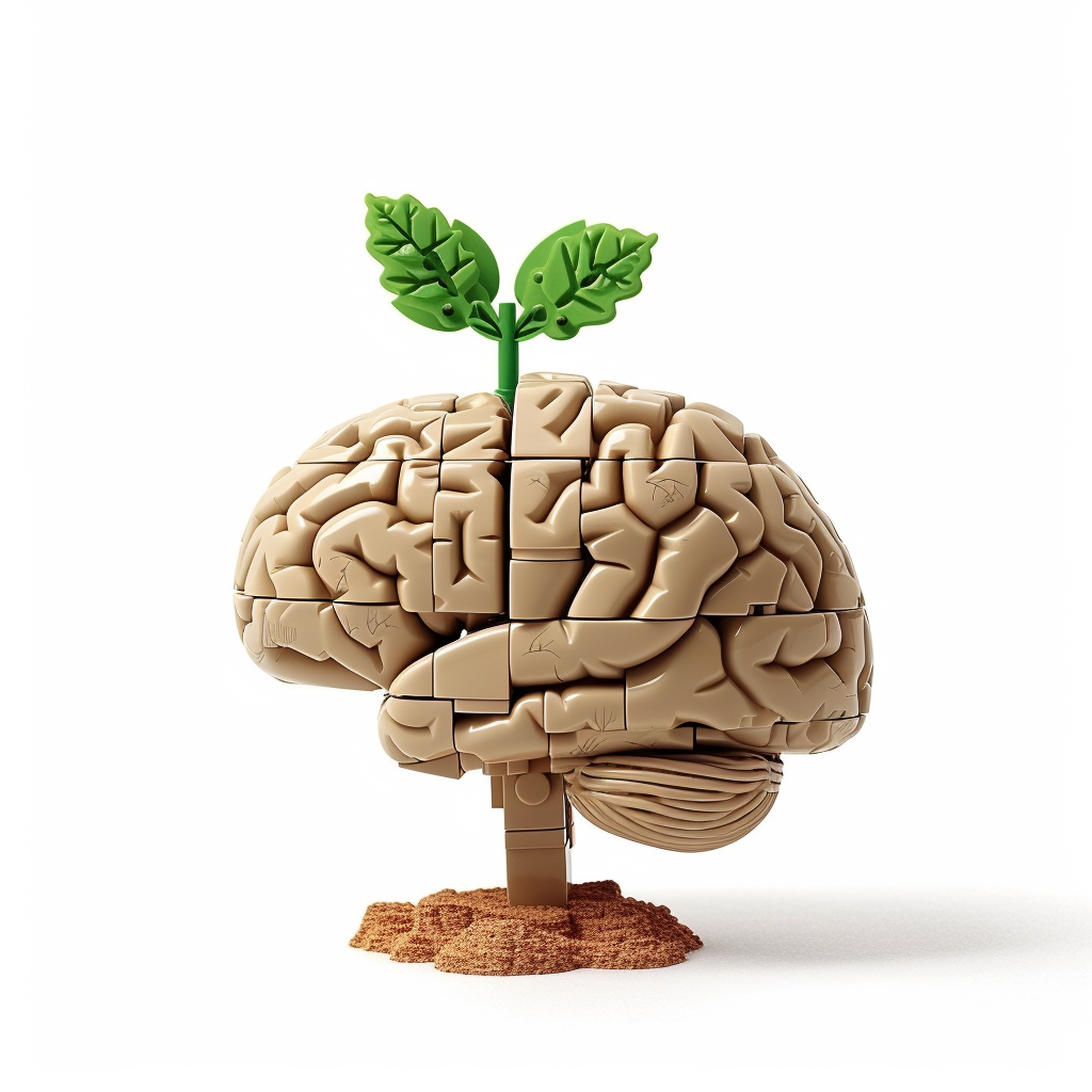 Brain Neuron Plant Lego Isolated Golden 3D