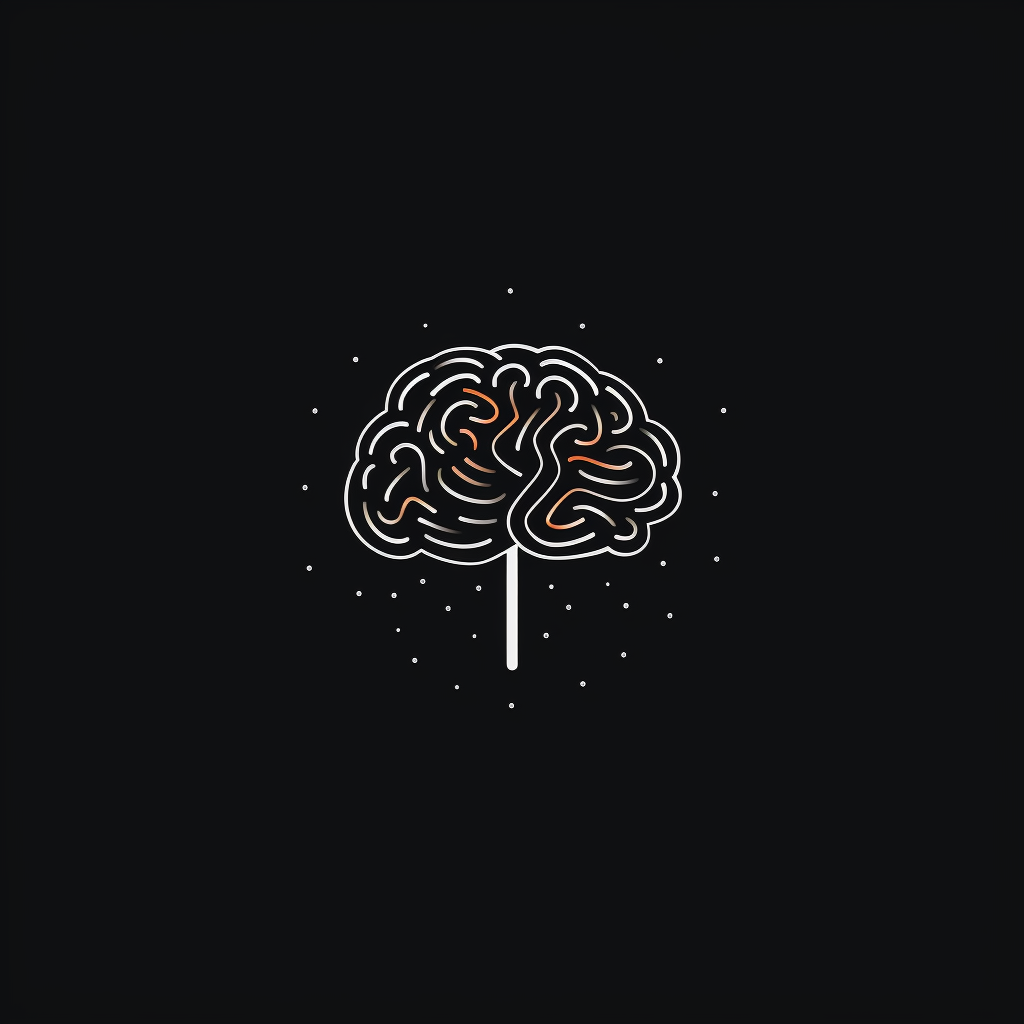 Minimalist Brain-shaped Logo on Black Background