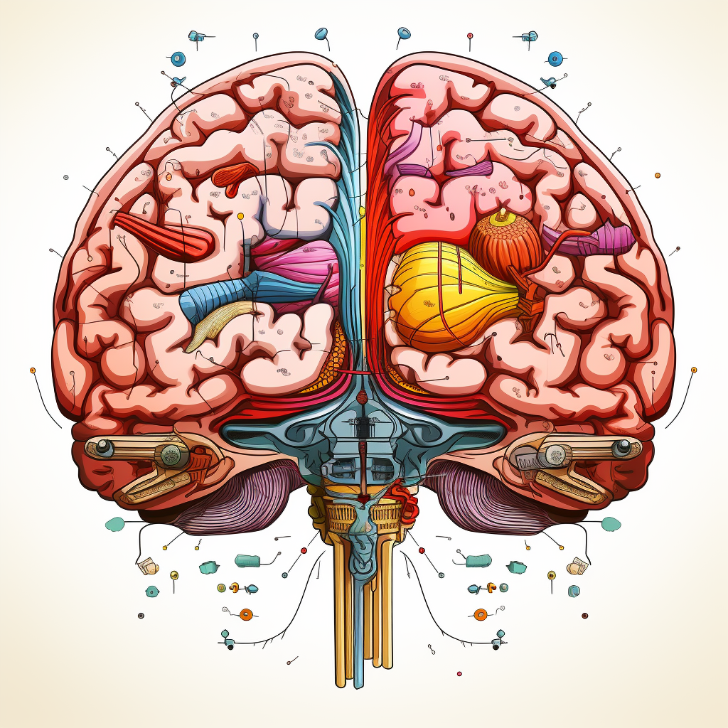 Cartoon brain anatomy diagram