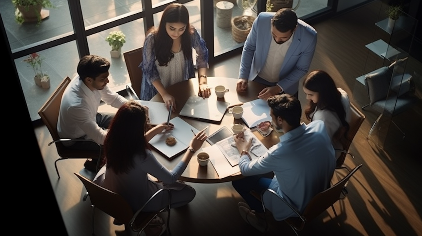 Group of People Brainstorming Top View