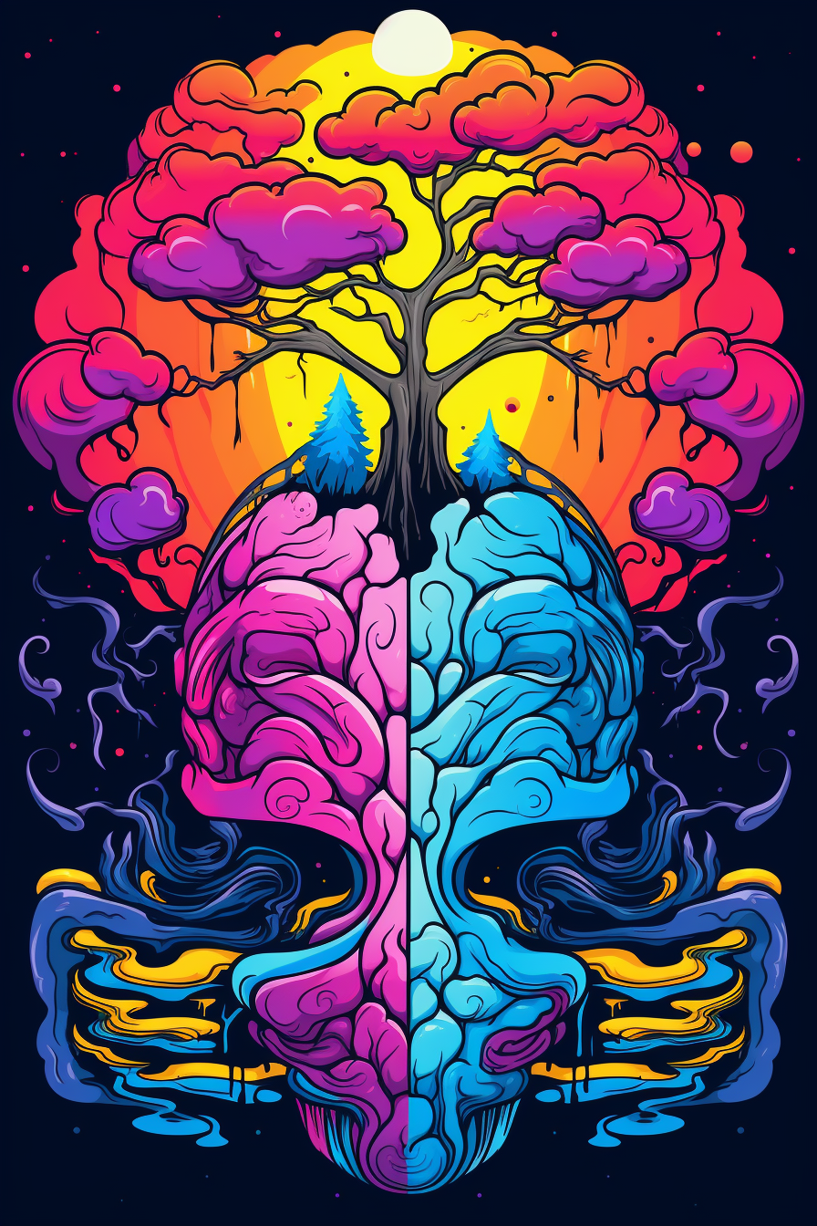 Colorful brainwashing graphic design illustration