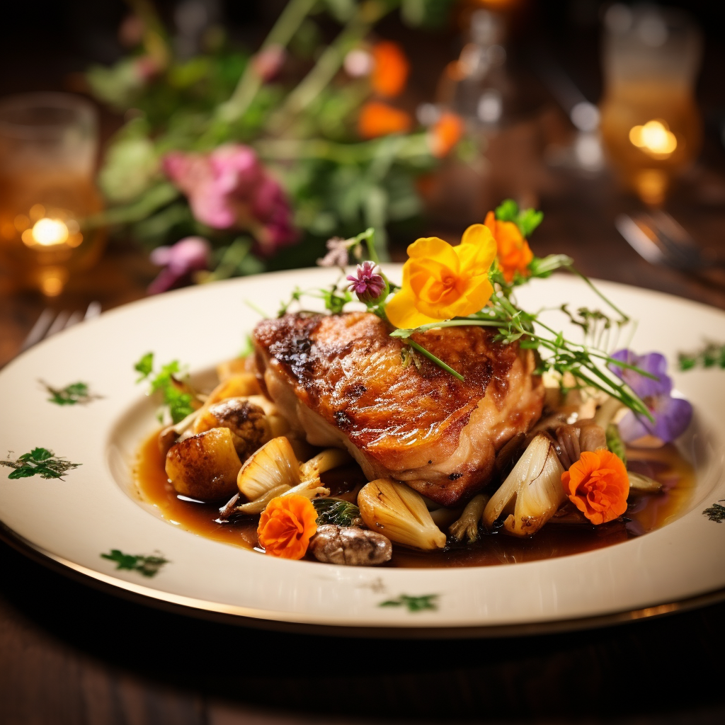 Succulent braised chicken with colorful root vegetables