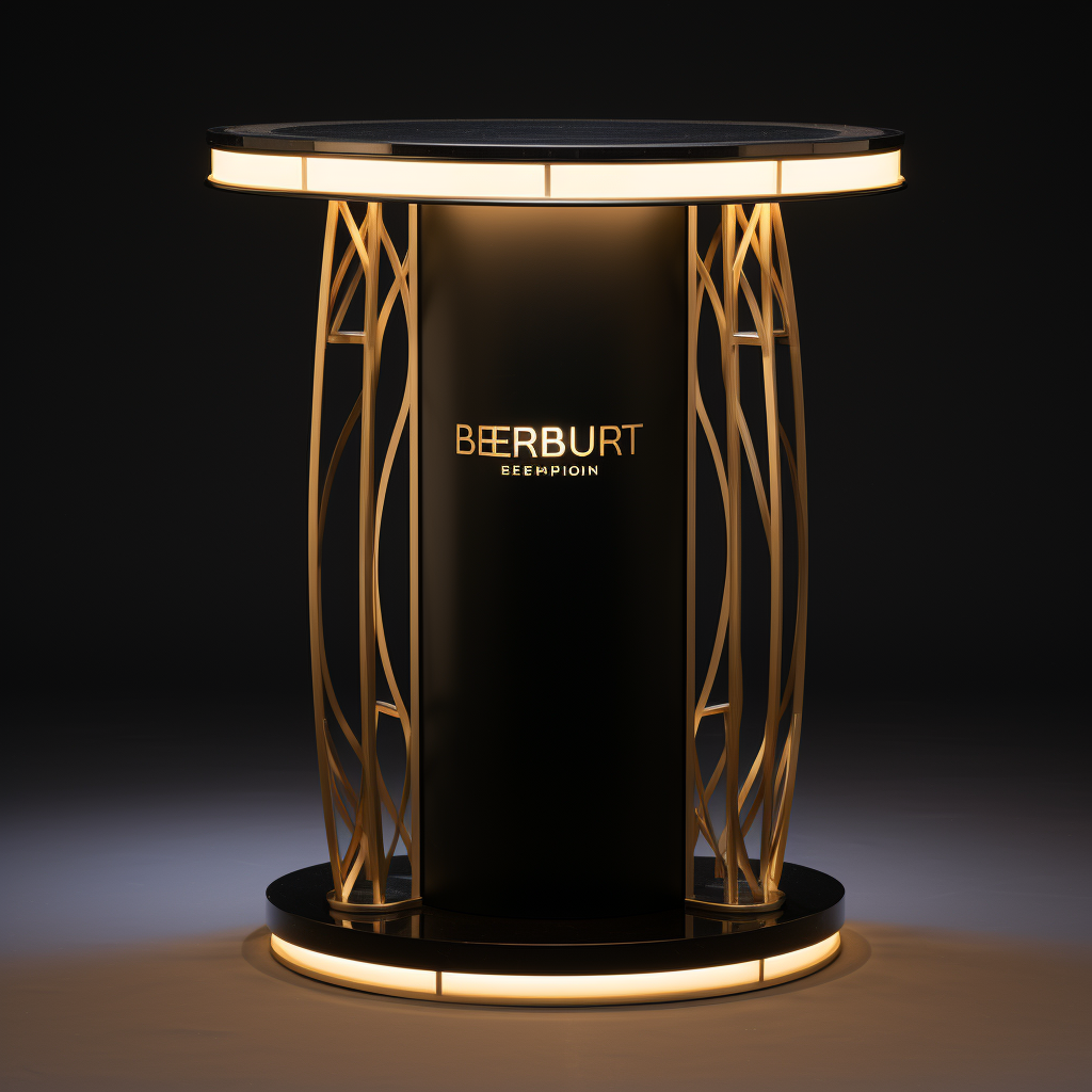 Perfume display table with branding