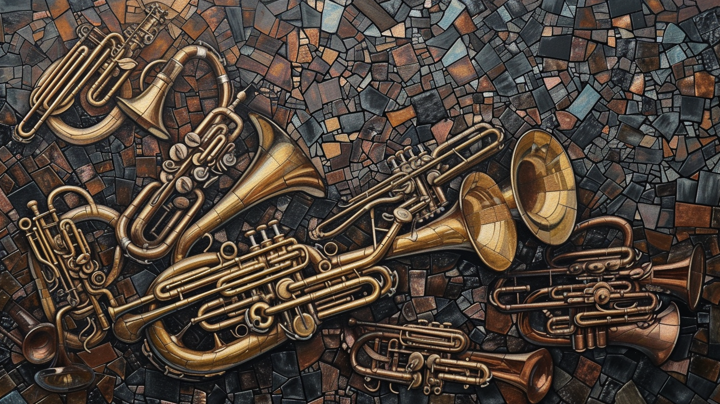 Mosaic made of brass instruments