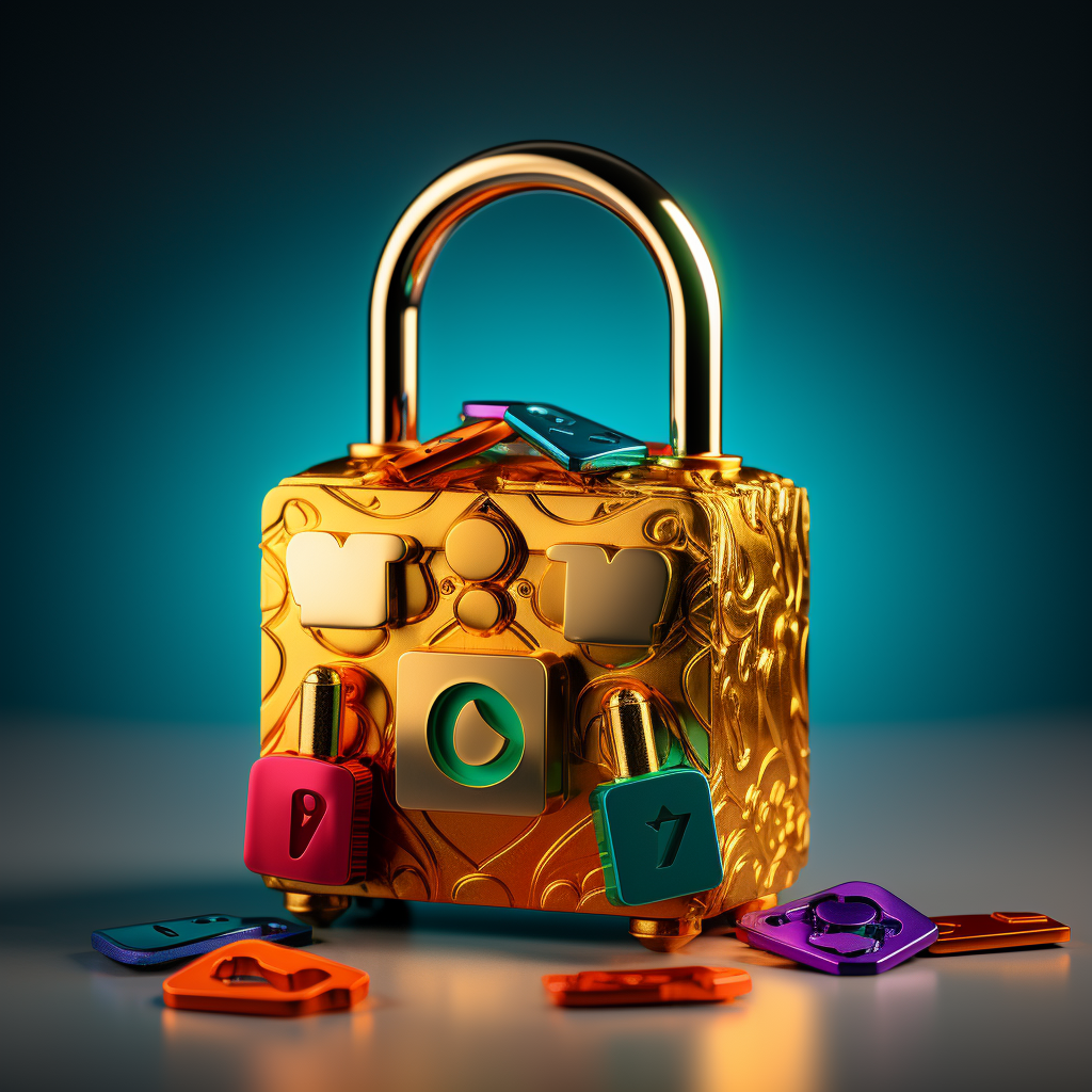 Colorful cartoon padlock with question marks