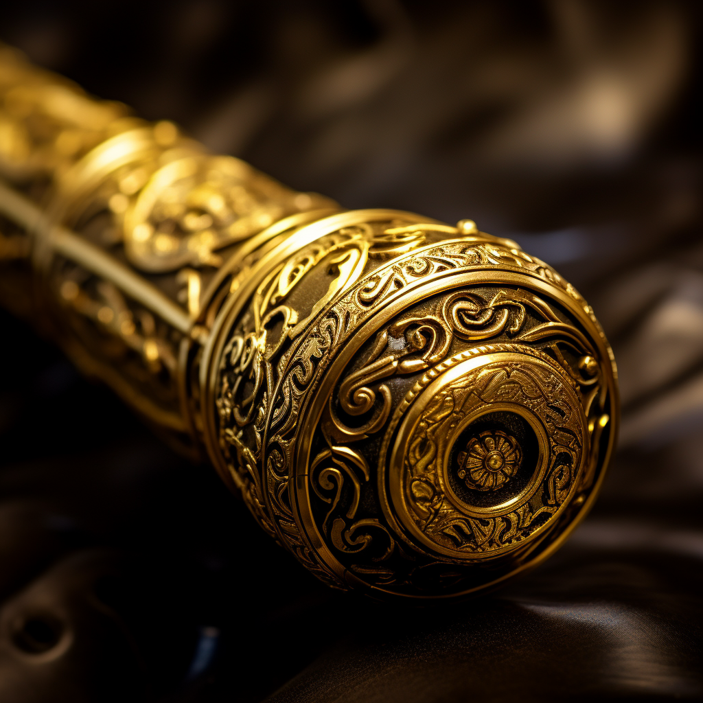 Heroic stories engraved on brass pipe