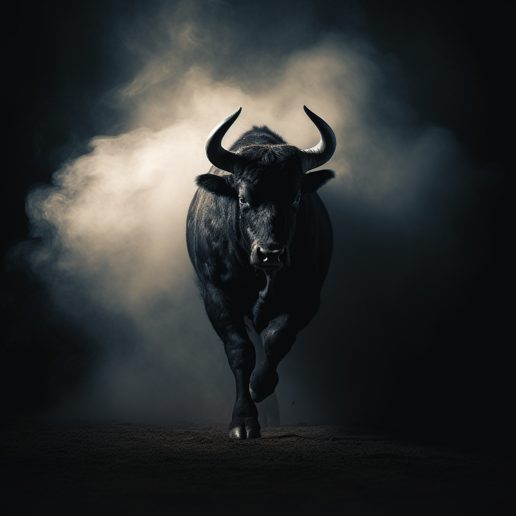 Silhouette of a Brave Black Bull